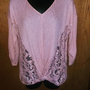 Blush Pink Lace Inlay Top